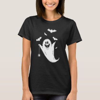 かわいいブー幽霊こうもり面白いハロウィーンのコスチューム不気味 Tシャツ