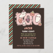 かわいいブー幽霊キッズハロウィーン誕生日パーティー 招待状 (正面/裏面)