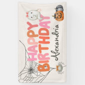 かわいいブー幽霊ピンクバースデーパーティーガール 横断幕 (縦)