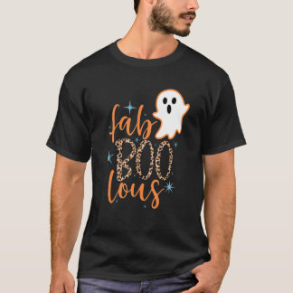 かわいいブー幽霊ファブブーラウヒョウhappyハロウィー tシャツ