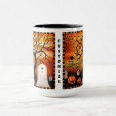 かわいいブー幽霊墓地スパイダーカスタマイズ マグカップ (中央)