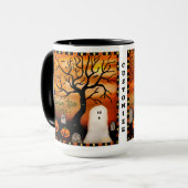 かわいいブー幽霊墓地スパイダーカスタマイズ マグカップ (正面左)