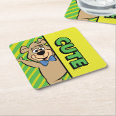 かわいいブー熊 スクエアペーパーコースター (アングル)