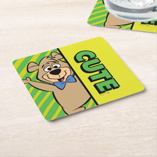 かわいいブー熊 スクエアペーパーコースター (アングル)