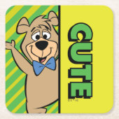 かわいいブー熊 スクエアペーパーコースター (正面)