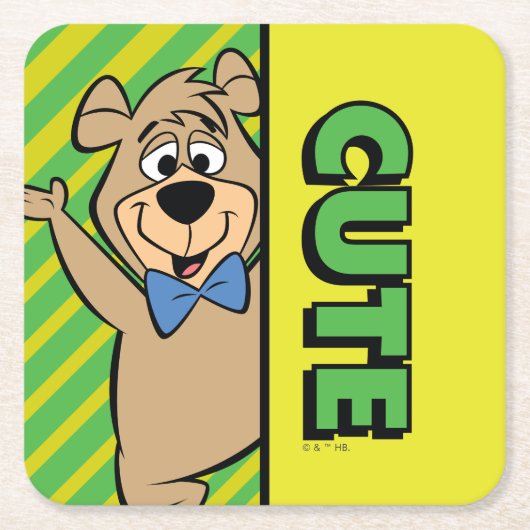 かわいいブー熊 スクエアペーパーコースター (正面)