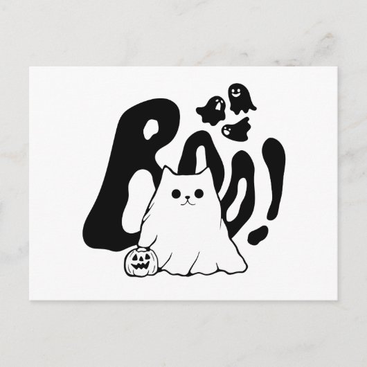 かわいいブー猫ハロウィーン シーズンポストカード (正面)