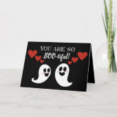 かわいいブー美しい幽霊ハートバレンタインデー シーズンカード (正面)