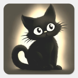 かわいいブー黒猫ハロウィーン スクエアシール