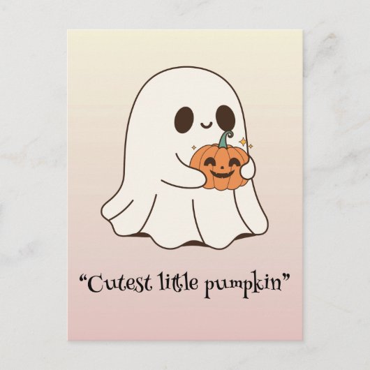 かわいいブー、かわいいスプーキー ハロウィン ポストカード (正面)