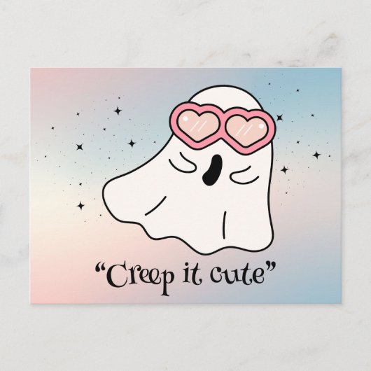 かわいいブー、かわいい不気味なハロウィーン ポストカード (正面)