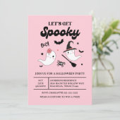 かわいいブー スプーキーのおばけ ハロウィン ピンクの女の子 招待状 (スタンド正面)