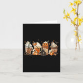 かわいいブー ラテ コーヒー ハロウィン 怖い季節 秋 カード (黄色い花)