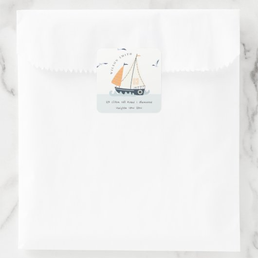 かわいいブ航海のルーボートパステルキッズアドレス スクエアシール (バッグ)