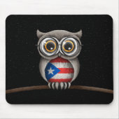かわいいプエルトリコの旗のフクロウの身に着けているガラス マウスパッド (正面)