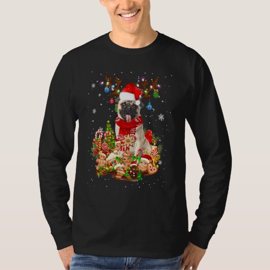 かわいいプグトナディアクリスマス照明サンタクリスマスプ Tシャツ (正面)