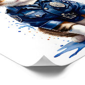 かわいいプッシー猫in警察ユニフォーム水彩画 ポスター (角)