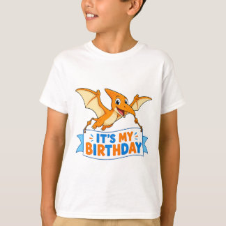 かわいいプテラノドン お誕生日おめでとう キッズTシャツ Tシャツ