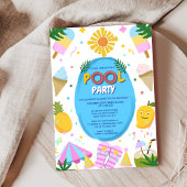 かわいいプユニークールパーティーキッドの誕生日 招待状