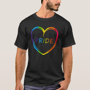 かわいいプライドハートLGBTQレズビアンレインボーアパレルゲイ Tシャツ