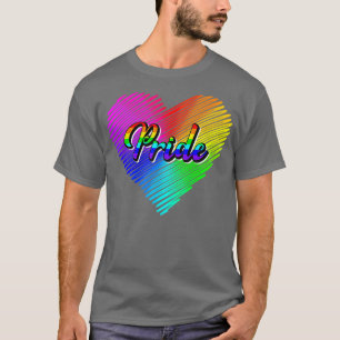 かわいいプライドハートLGBTQレズビアンレインボーアパレルゲイ Tシャツ