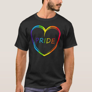 かわいいプライドハートLGBTQレズビアンレインボーアパレルゲイ Tシャツ