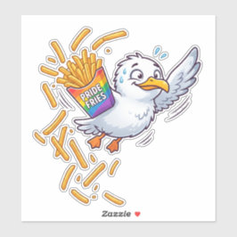 かわいいプライドフライドカモメ - 面白いLGBTQ+ 鳥のダジャレ シール