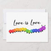 かわいいプライドレインボーカラーの笑顔の毛虫 シーズンカード (正面)