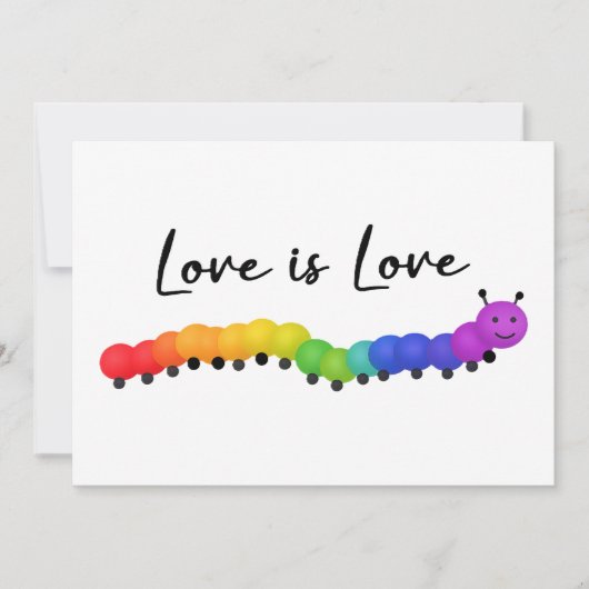 かわいいプライドレインボーカラーの笑顔の毛虫 シーズンカード (正面)