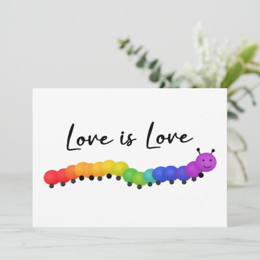 かわいいプライドレインボーカラーの笑顔の毛虫 シーズンカード (スタンド正面)