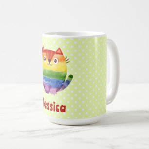 かわいいプライド子猫水彩パーソナライズされた コーヒーマグカップ