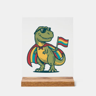 かわいいプライド恐竜ベクターTシャツデザイン_1 アクリルサイン