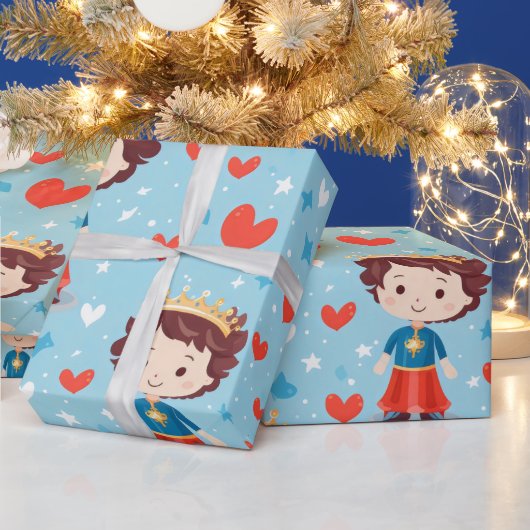かわいいプリンスパターン ラッピングペーパー (クリスマス)
