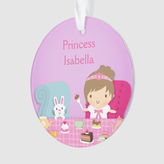 かわいいプリンセスおよびバニーのお茶会の女の子部屋 オーナメント (正面)