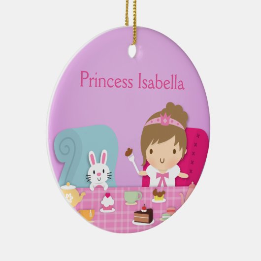 かわいいプリンセスおよびバニーのお茶会の女の子部屋 セラミックオーナメント (右)
