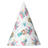 かわいいプリンセスとキャッスルピンク&ブルー誕生日 パーティーハット (裏面)