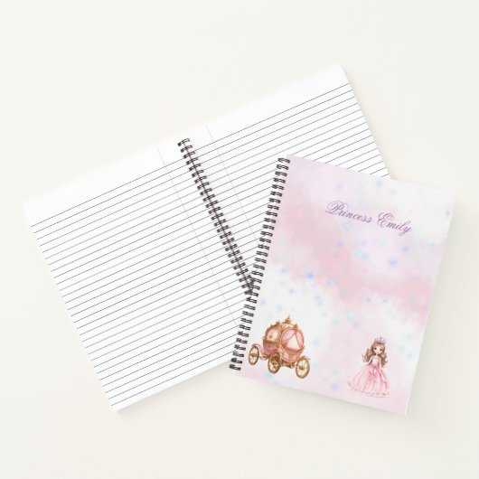 かわいいプリンセスとキャリッジパーソナライズされたノート ノートブック (内部)