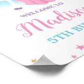 かわいいプリンセスとユニコーン誕生日レインボーウェルカム ポスター (角)