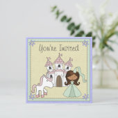 かわいいプリンセスとユニコーン誕生日招待状 招待状 (スタンド正面)