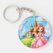 かわいいプリンセスのおとぎ話の城パーソナライズされた キーホルダー (正面)