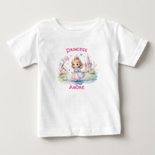 かわいいプリンセスのファンタジーな不思議の国 ベビーTシャツ (正面)