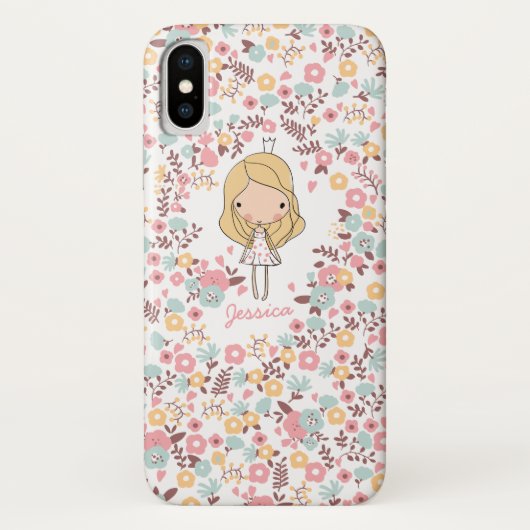 かわいいプリンセスのモノグラムのカスタムの花柄 Case-Mate iPhoneケース (裏面)