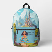 かわいいプリンセスの名前 プリントバックパック (正面)