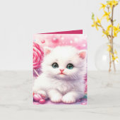 かわいいプリンセスの子猫にメッセージを追加任意の目的 カード (黄色い花)