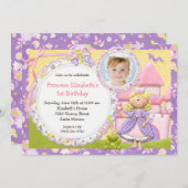 かわいいプリンセスの誕生日のパーティの招待状 招待状 (正面/裏面)