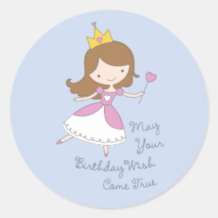 かわいいプリンセスの誕生日の願いのステッカー ラウンドシール