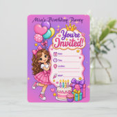 かわいいプリンセスの誕生日パーティーの招待状 (スタンド正面)