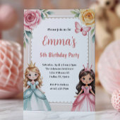 かわいいプリンセスの5歳の誕生日パーティー 招待状