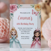 かわいいプリンセスの6歳の誕生日パーティー 招待状