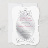 かわいいプリンセスは彼女の方法ベビーシャワーピンクグレー 招待状 (正面)